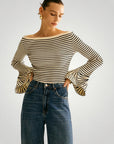 Eleganter Schulterpullover mit Streifen und Komfort - Aurivio Mode