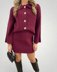 Elegantes Button - Down - Set mit A - Linien - Rock für Damen - Aurivio Mode