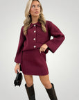 Elegantes Button - Down - Set mit A - Linien - Rock für Damen - Aurivio Mode