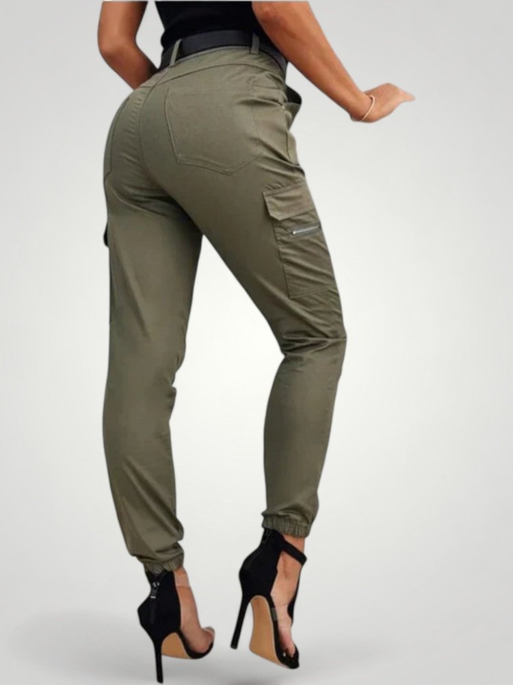 Cargo Jeans Damen Slim - Leg mit Funktionalen Taschen - Aurivio Mode