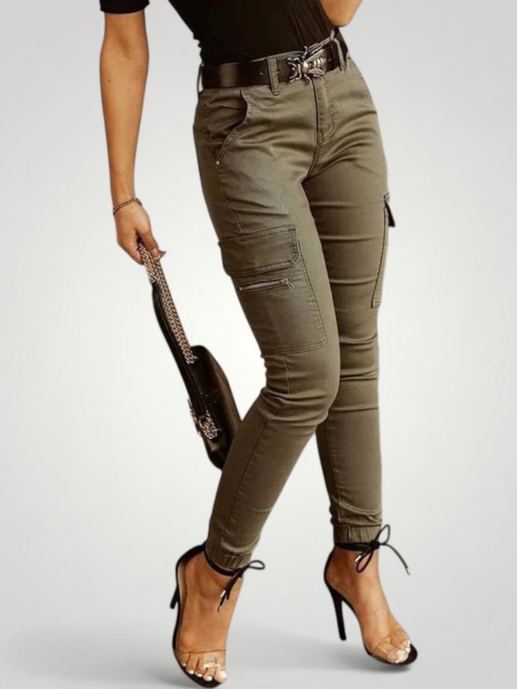 Cargo Jeans Damen Slim - Leg mit Funktionalen Taschen - Aurivio Mode