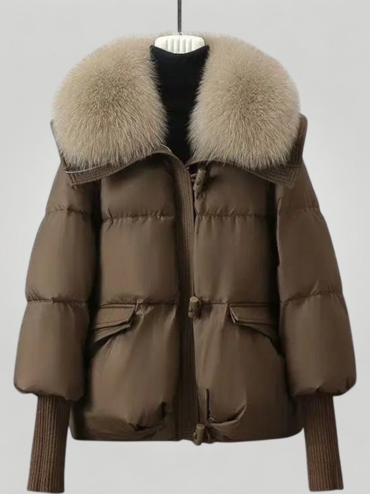 Elegante Damenjacke mit Pelzkragen für Winter - Aurivio Mode