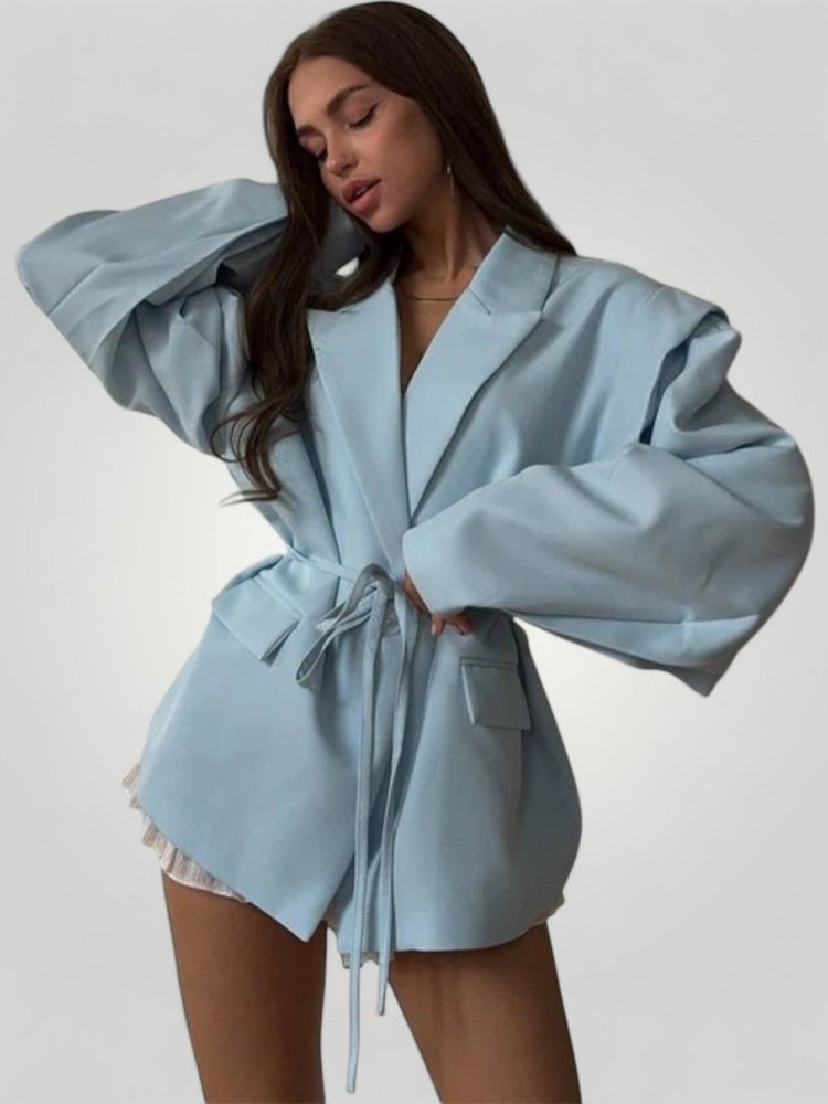 Eleganter Blazer mit Taillengürtel für stilvolle Auftritte - Aurivio Mode
