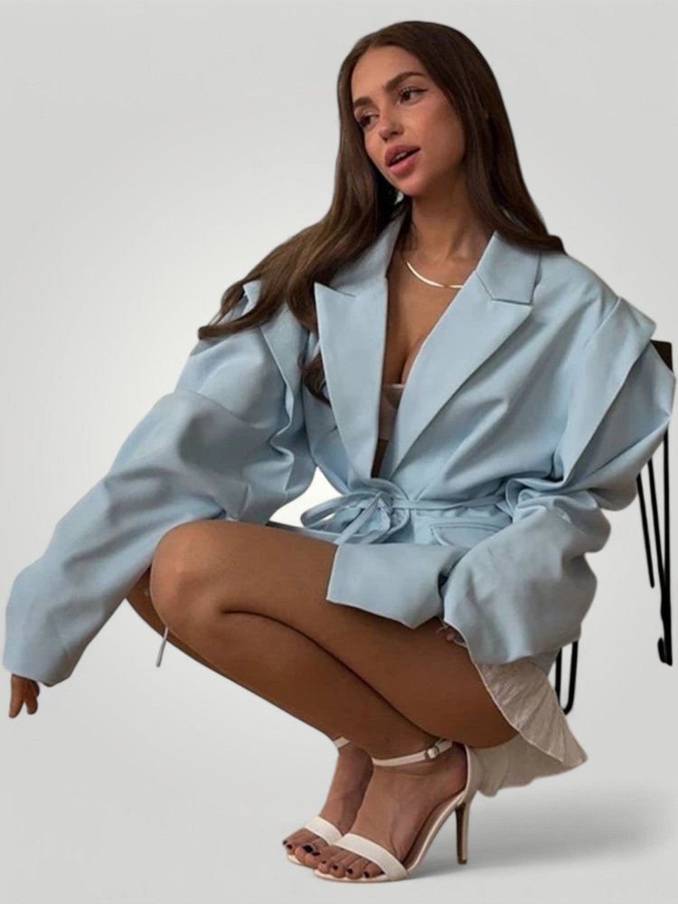 Eleganter Blazer mit Taillengürtel für stilvolle Auftritte - Aurivio Mode