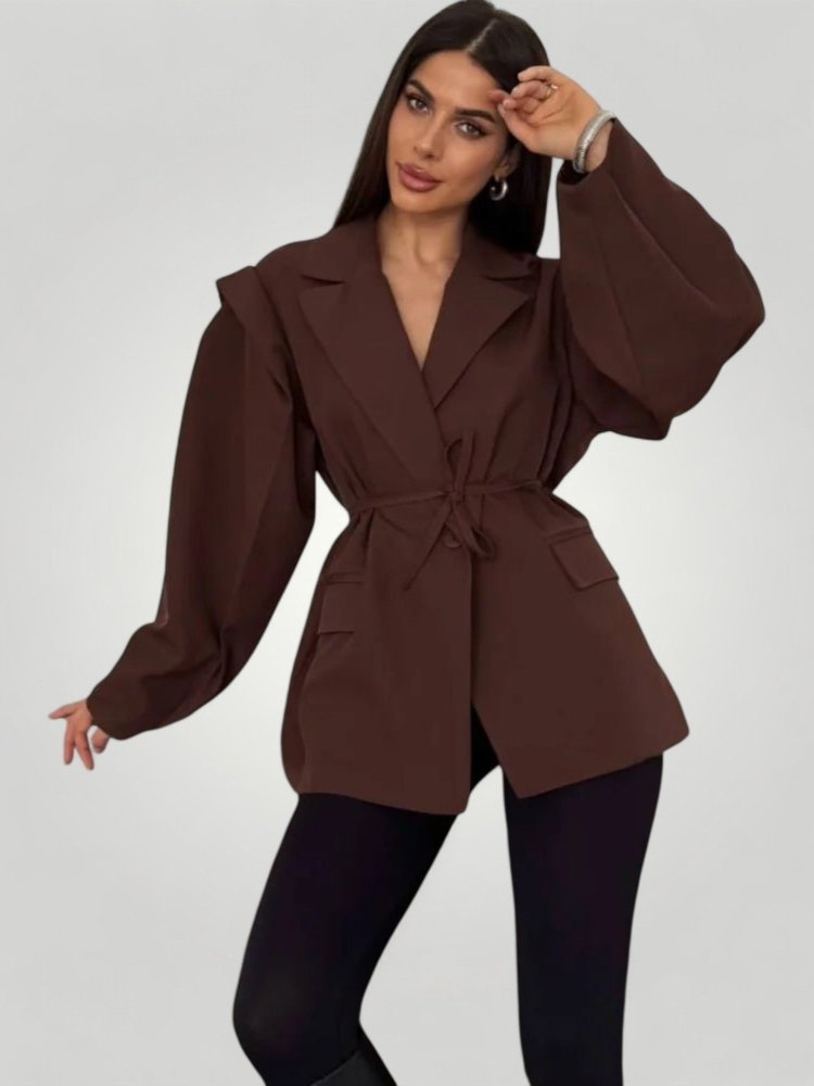 Eleganter Blazer mit Taillengürtel für stilvolle Auftritte - Aurivio Mode