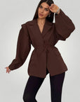 Eleganter Blazer mit Taillengürtel für stilvolle Auftritte - Aurivio Mode