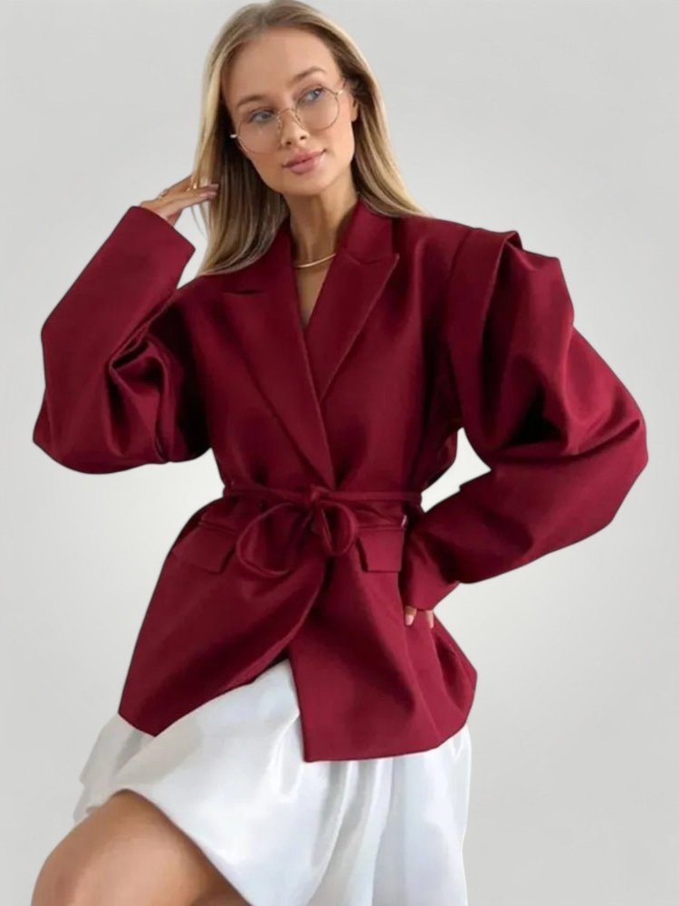 Eleganter Blazer mit Taillengürtel für stilvolle Auftritte - Aurivio Mode