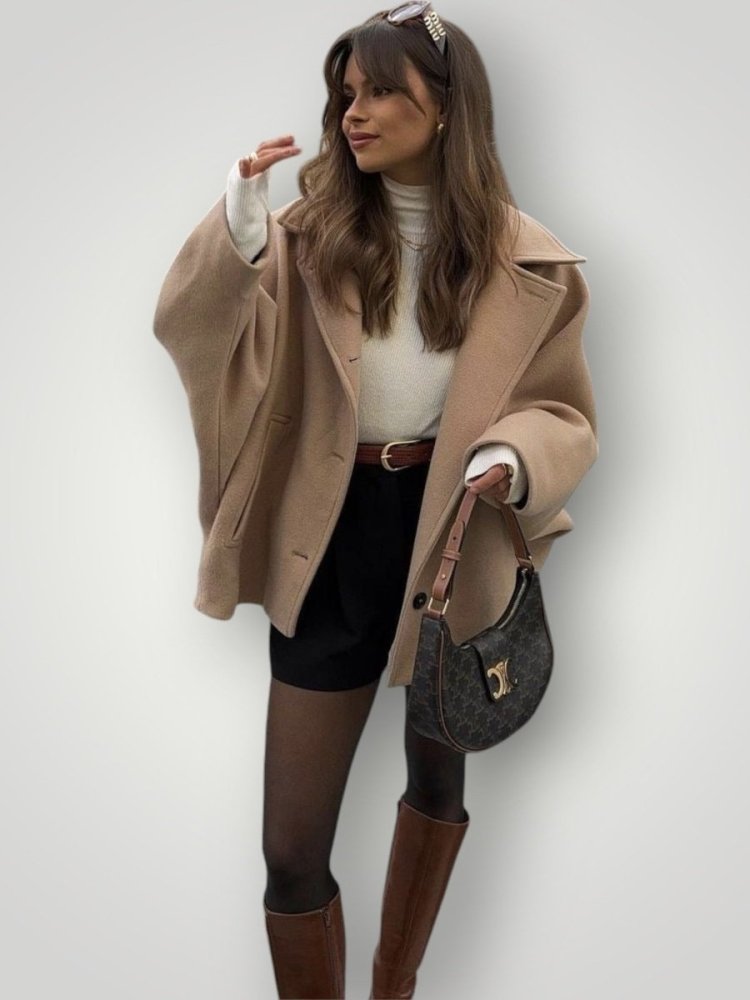 Eleganter Wollmantel für Damen mit schmeichelndem Schnitt - Aurivio Mode