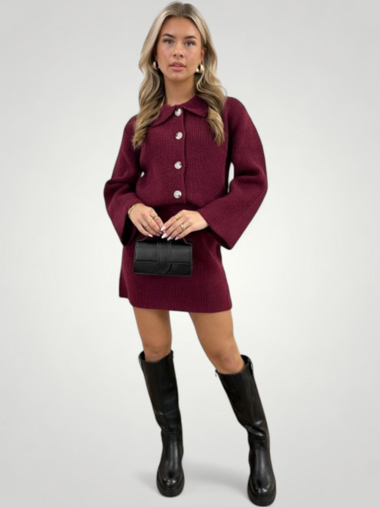 Elegantes Button - Down - Set mit A - Linien - Rock für Damen - Aurivio Mode