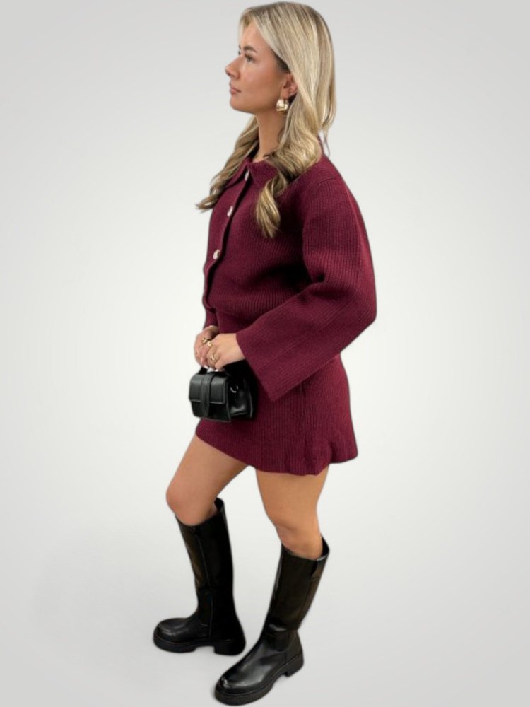 Elegantes Button - Down - Set mit A - Linien - Rock für Damen - Aurivio Mode