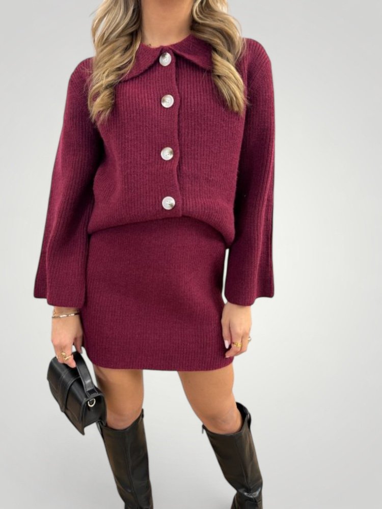 Elegantes Button - Down - Set mit A - Linien - Rock für Damen - Aurivio Mode