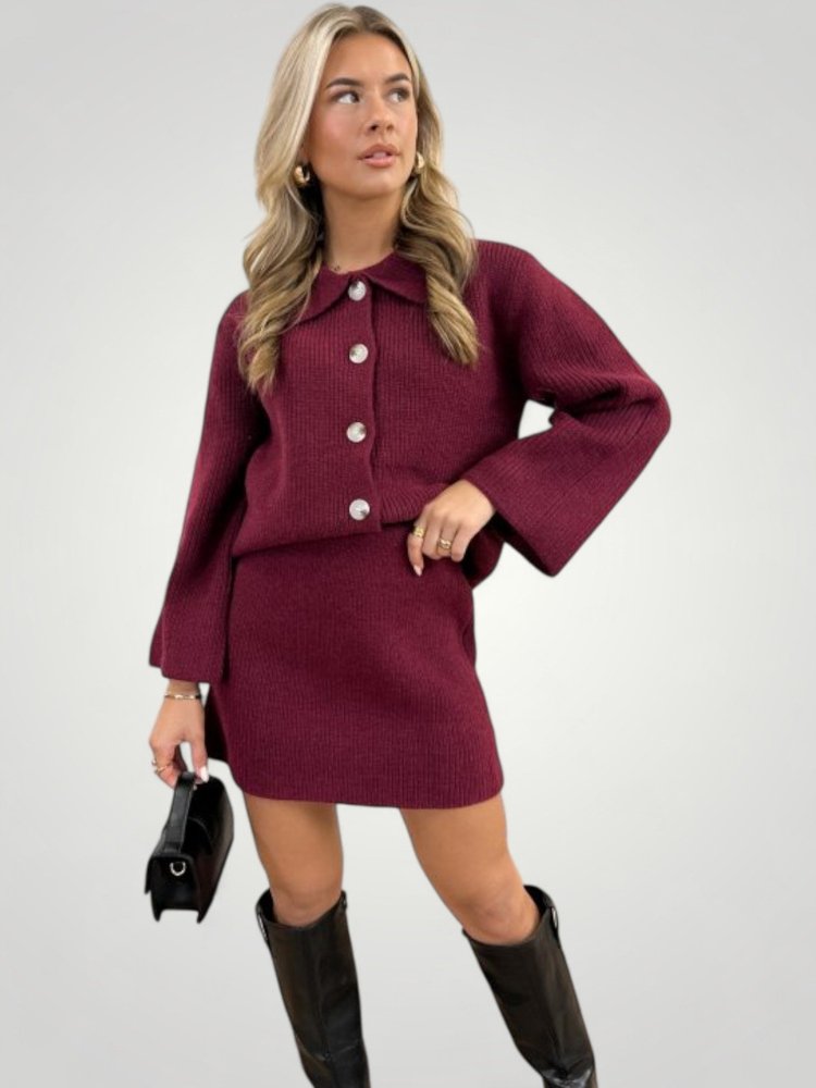 Elegantes Button - Down - Set mit A - Linien - Rock für Damen - Aurivio Mode