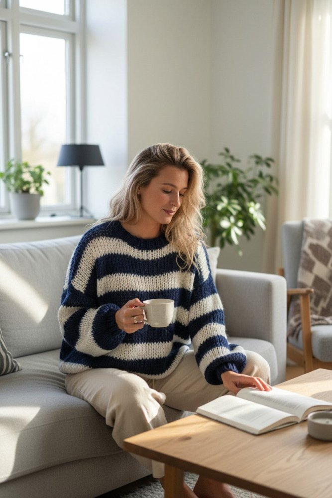 Grobstrick - Pullover 'Mara' - Gestreift & Oversize - Aurivio Mode