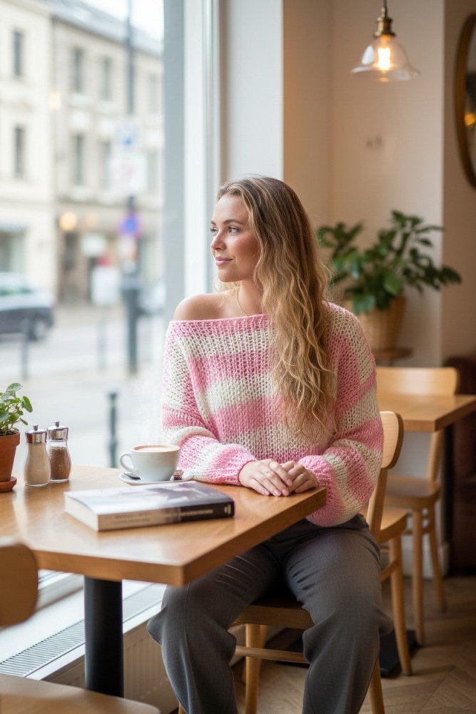 Grobstrick - Pullover 'Mara' - Gestreift & Oversize - Aurivio Mode