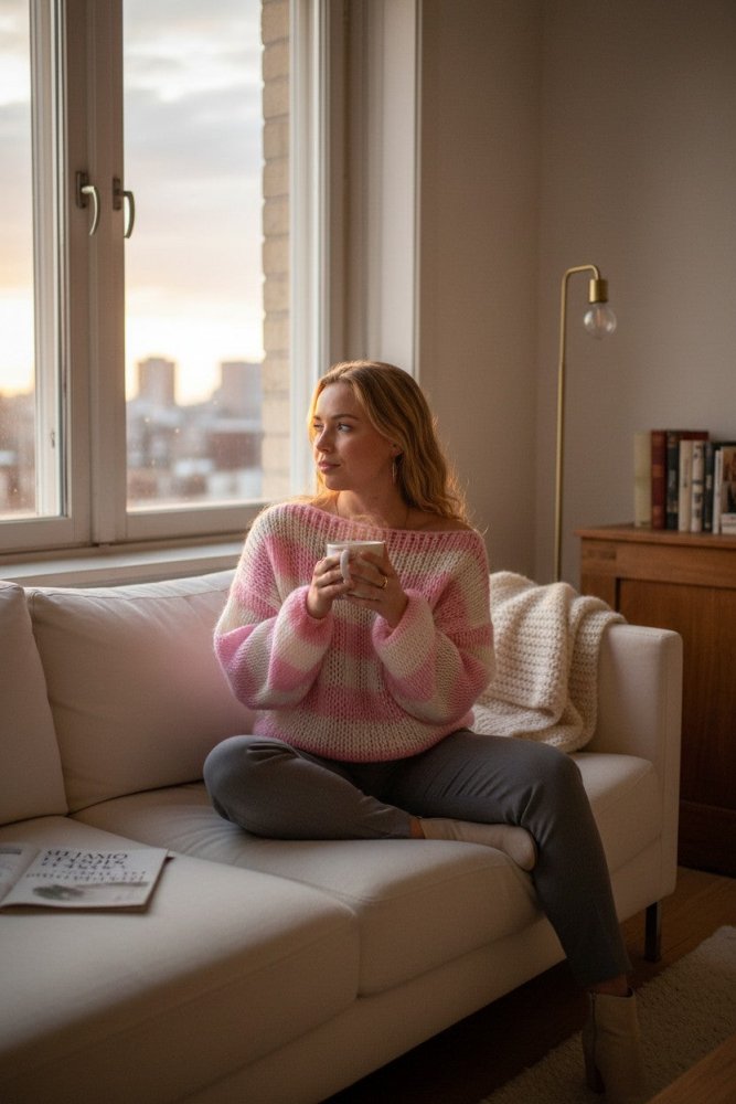 Grobstrick - Pullover 'Mara' - Gestreift & Oversize - Aurivio Mode