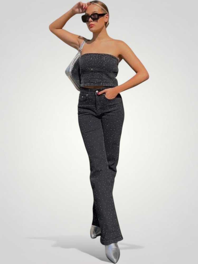 Hochtaillierte Glamour - Jeans mit Schmeichelhaftem Schnitt - Aurivio Mode