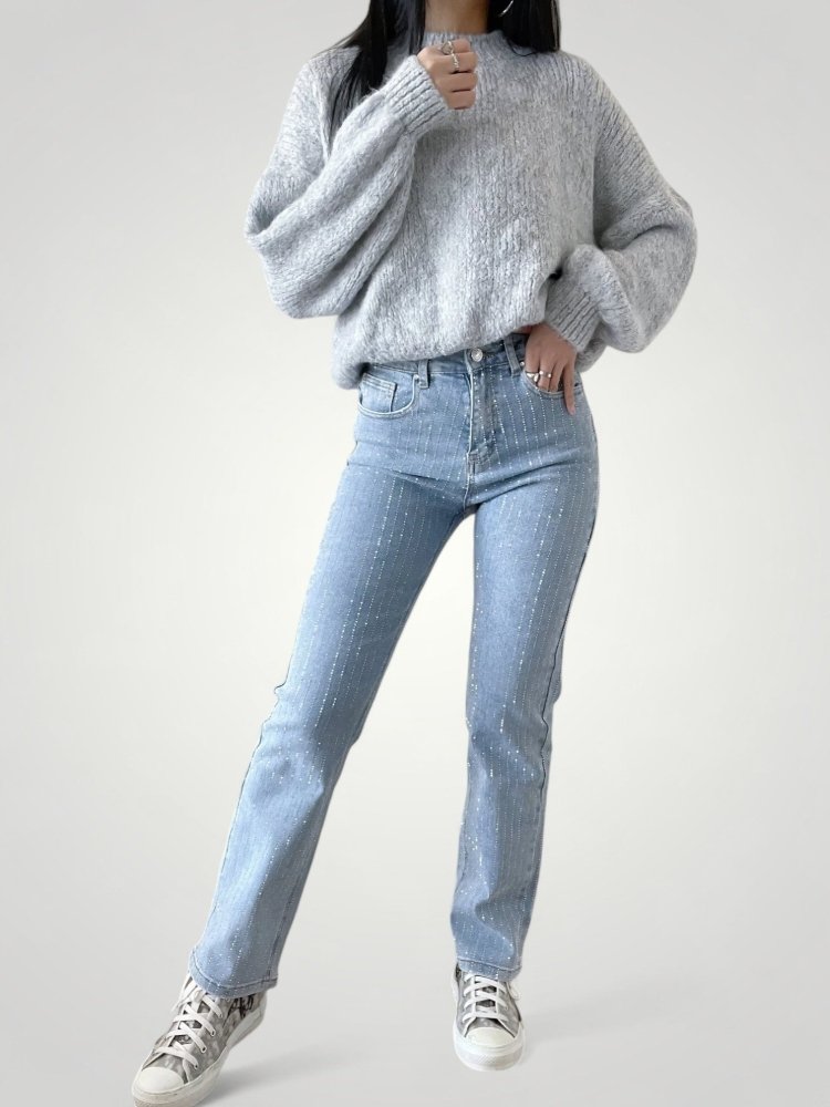 Hochtaillierte Glamour - Jeans mit Schmeichelhaftem Schnitt - Aurivio Mode