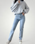 Hochtaillierte Glamour - Jeans mit Schmeichelhaftem Schnitt - Aurivio Mode