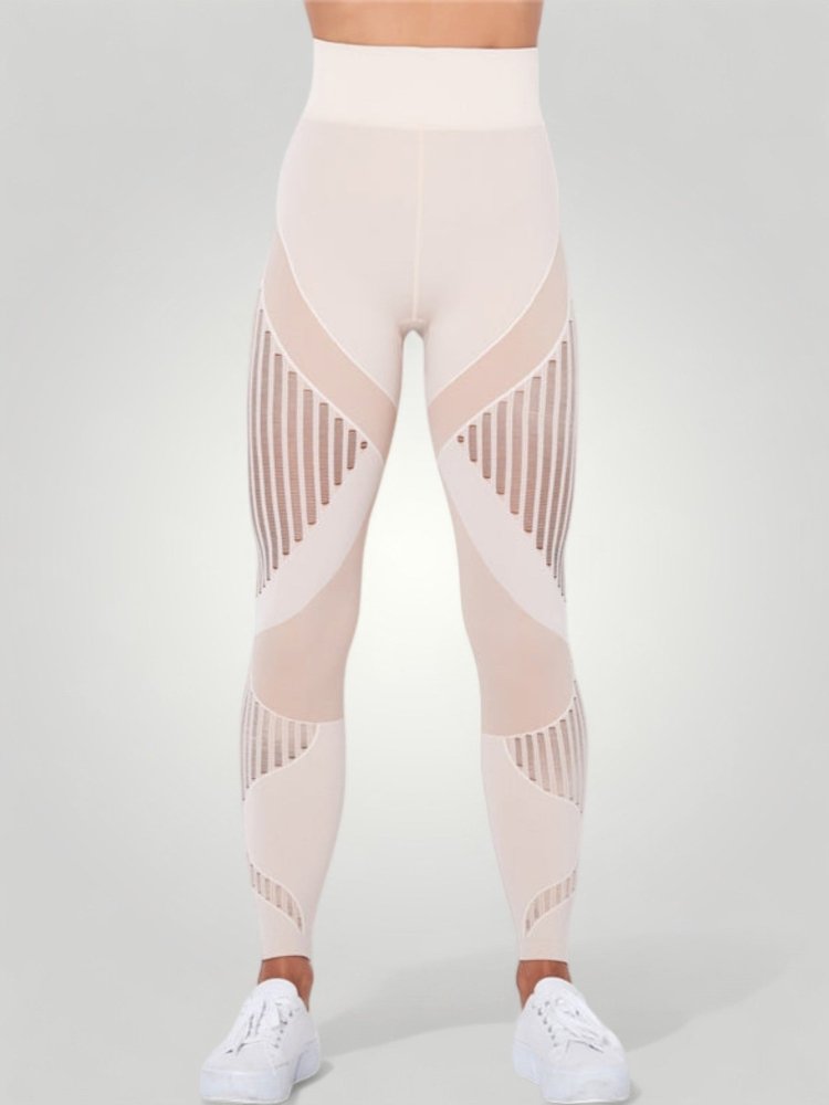 Hochtaillierte Sport Leggings Damen mit Anti - Cellulite - Effekt - Aurivio Mode
