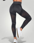 Hochtaillierte Sport Leggings Damen mit Anti - Cellulite - Effekt - Aurivio Mode