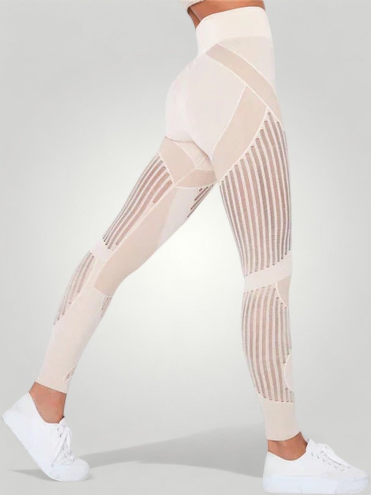 Hochtaillierte Sport Leggings Damen mit Anti - Cellulite - Effekt - Aurivio Mode
