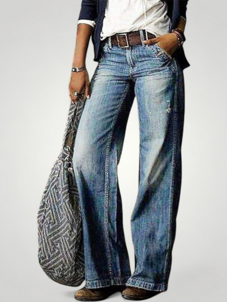 Hohe Taille Gerade Damenjeans für Eleganz - Aurivio Mode