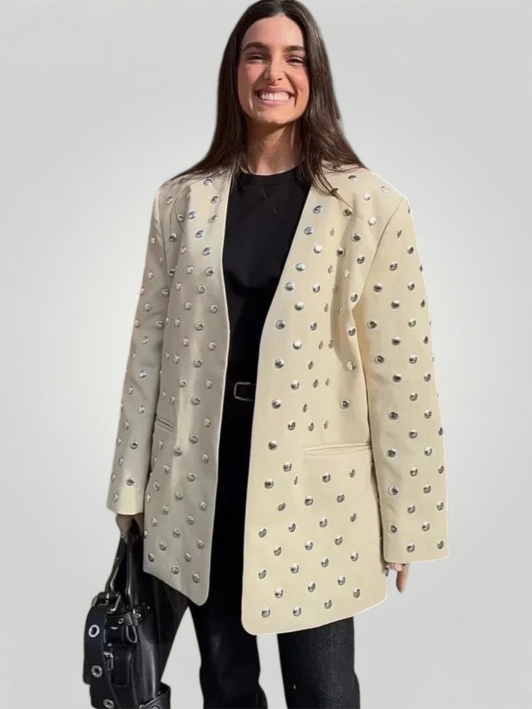 Polka Dot Blazer für Lässigen Chic - Aurivio Mode